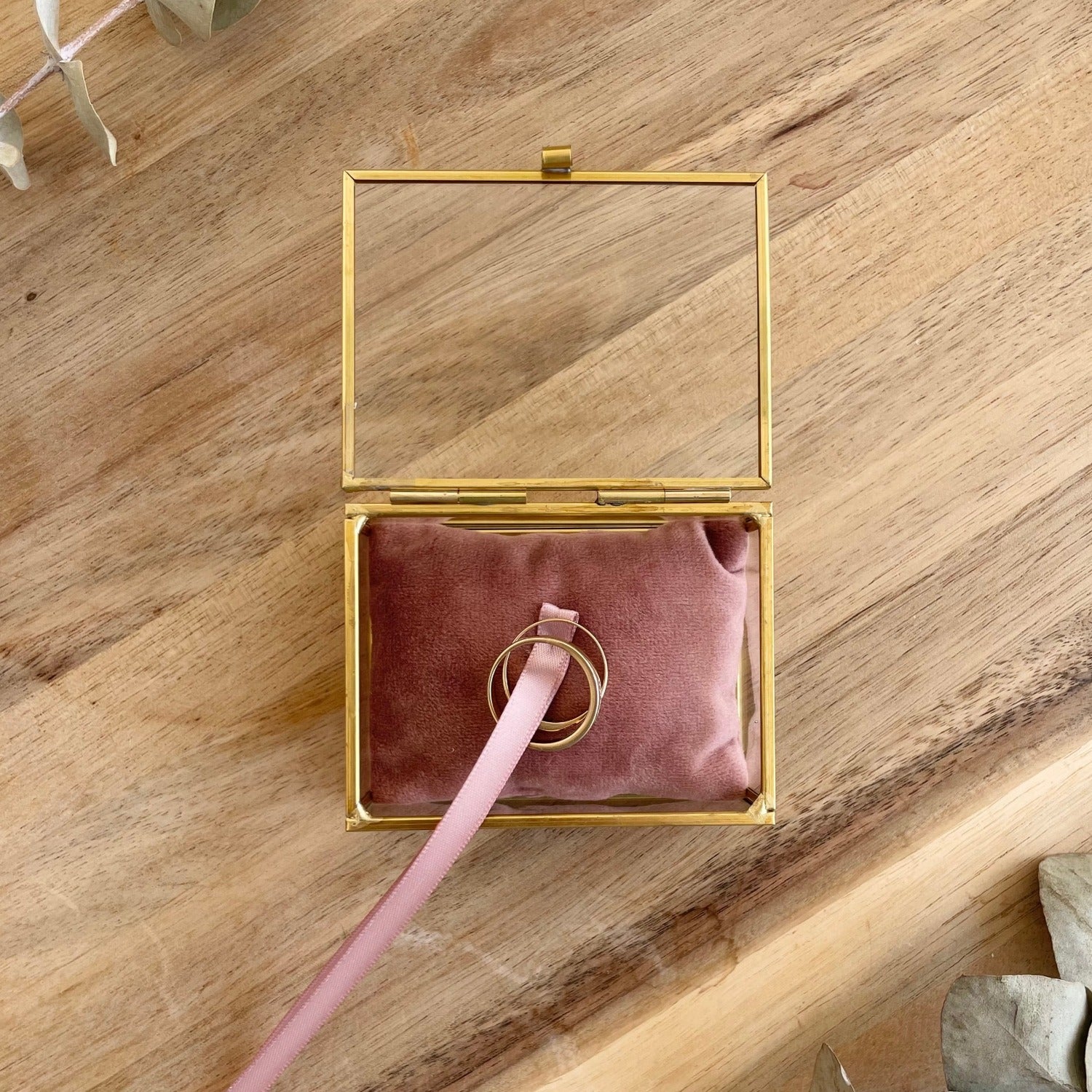 Ring box with dusky pink cushion