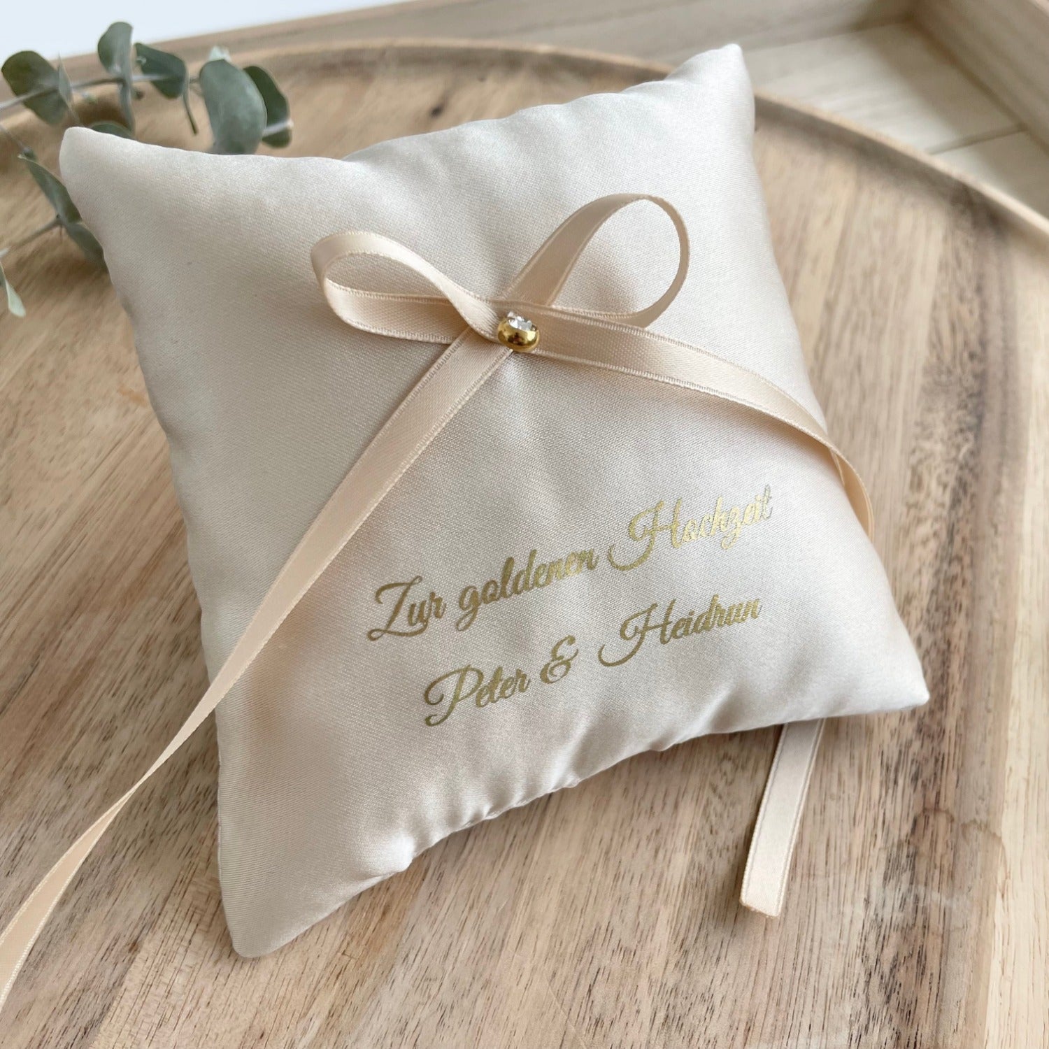 Ring pillow for the golden wedding anniversary | Champagne