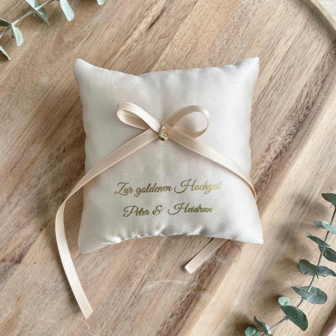 Ring pillow for the golden wedding anniversary | Champagne