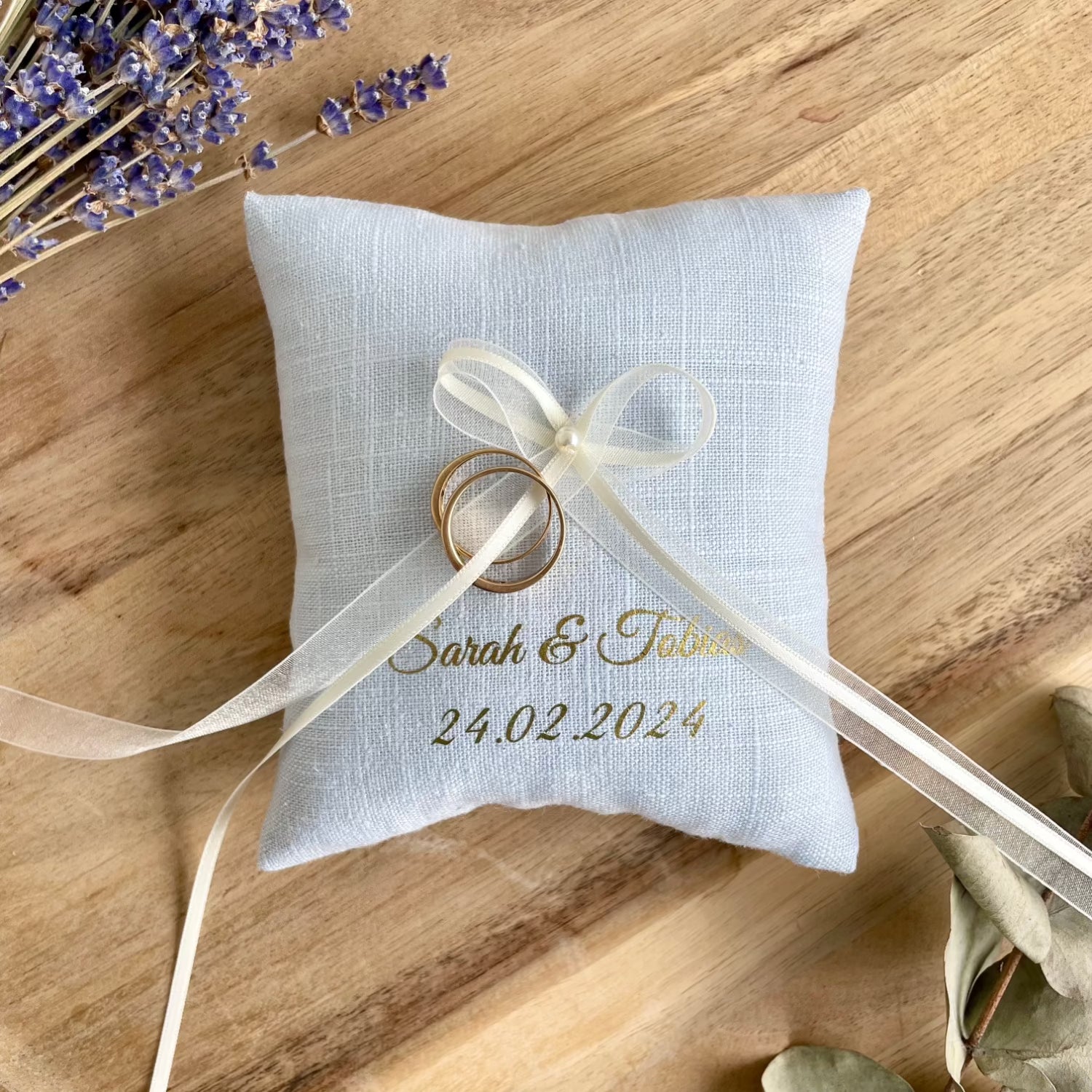 Ring pillow Summer | Linen | light blue