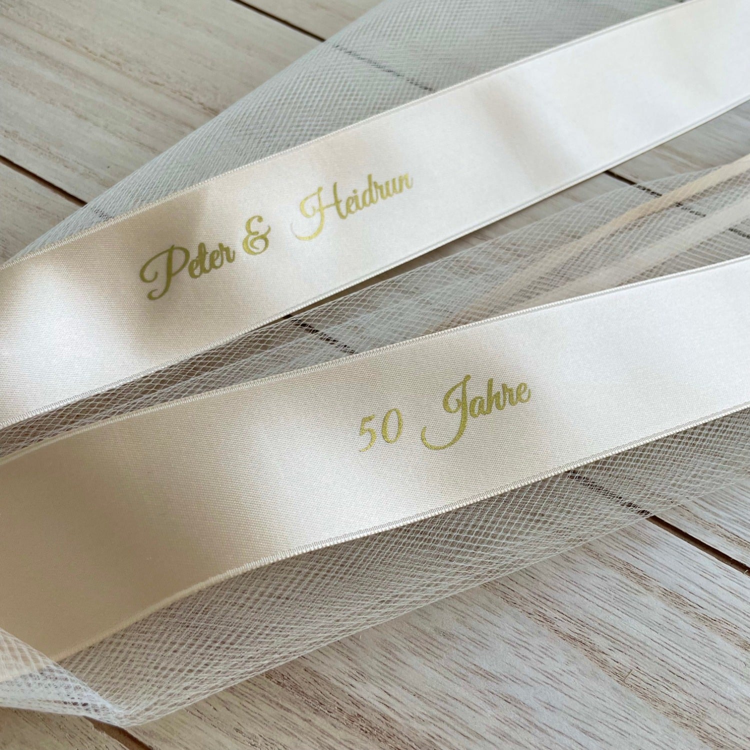 Personalisierte Schleife | zur goldenen Hochzeit | Champagne