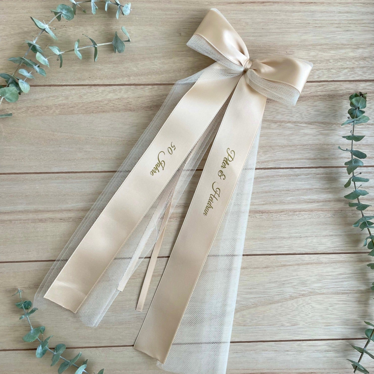 Personalized bow | for golden wedding anniversary | Champagne