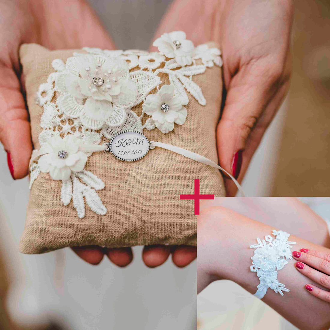 Garter & Ring Pillow Set - Marlene