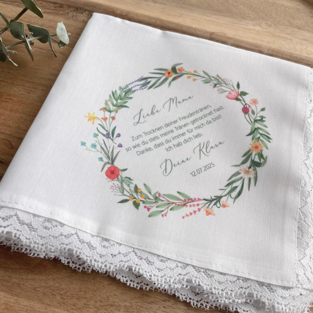 Cloth handkerchief tears of joy - wildflower wreath 1