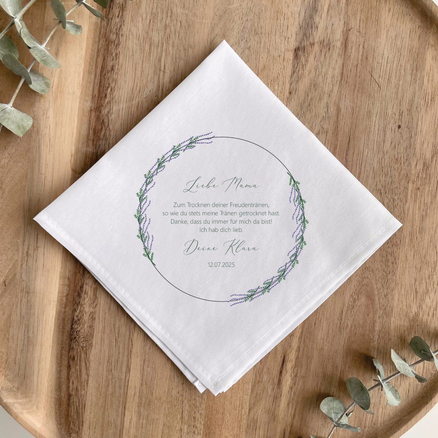 Personalized handkerchief | Tears of joy wedding | Lavender wreath 3