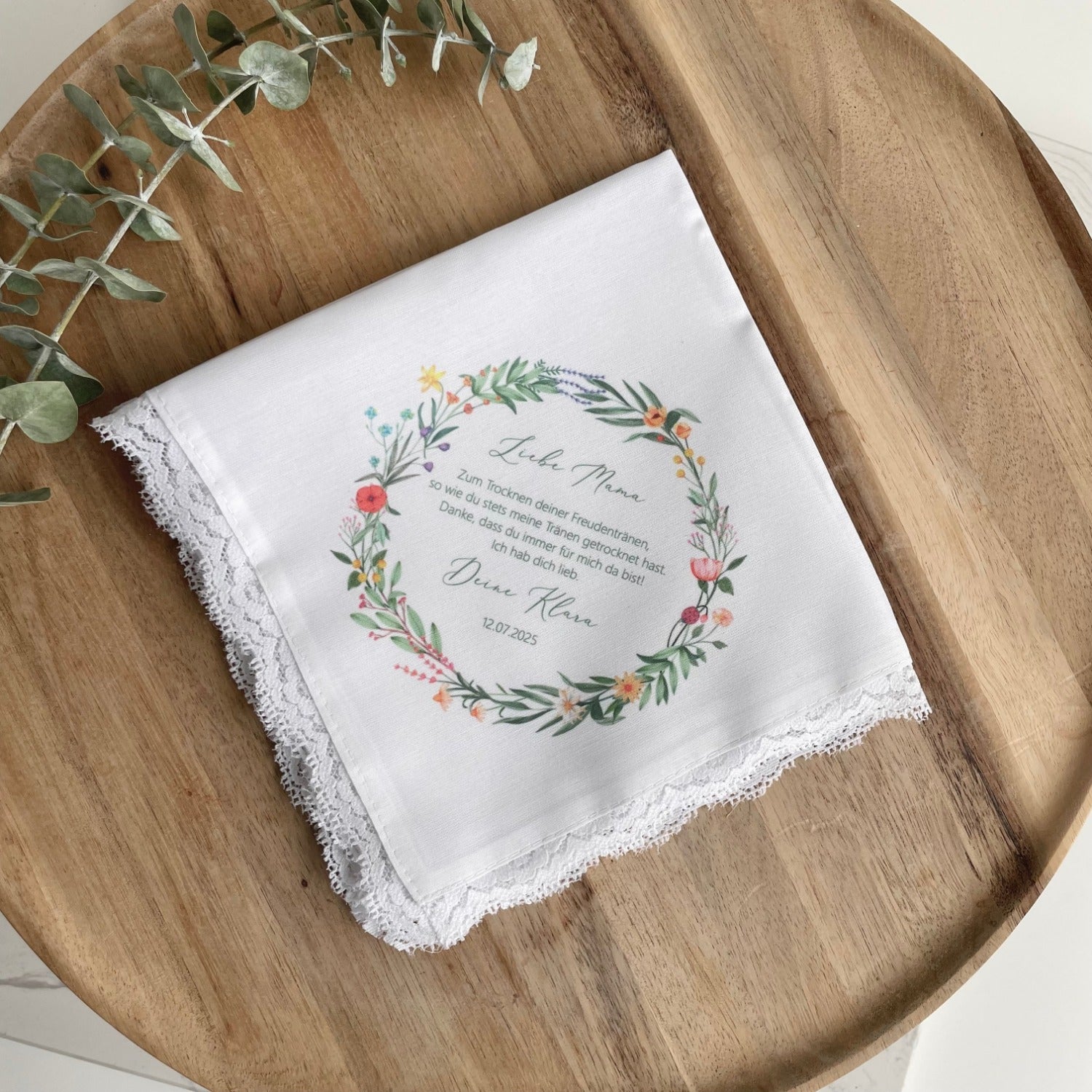 Cloth handkerchief tears of joy - wildflower wreath 1