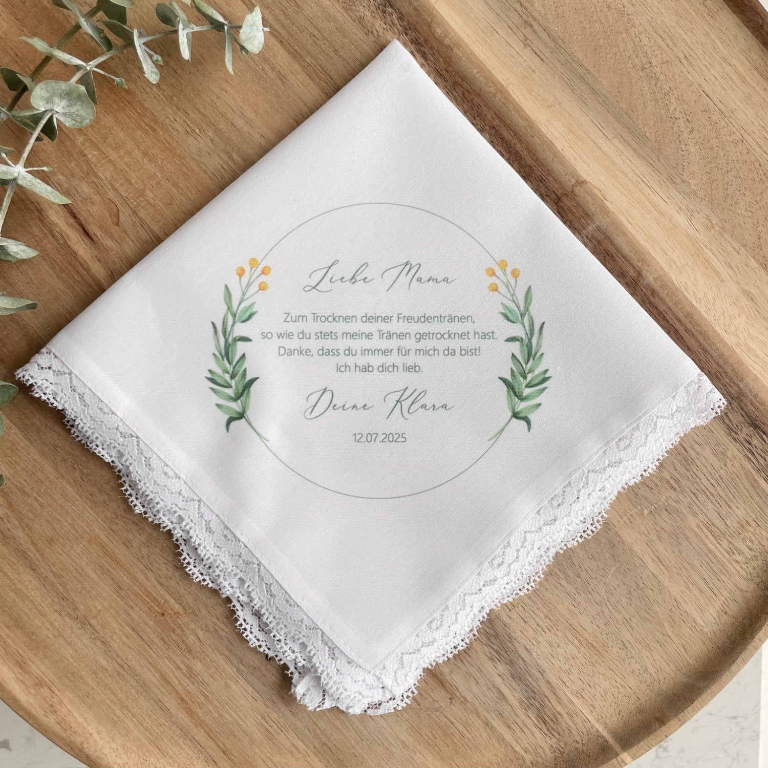 Cloth handkerchief tears of joy - wildflower wreath 2