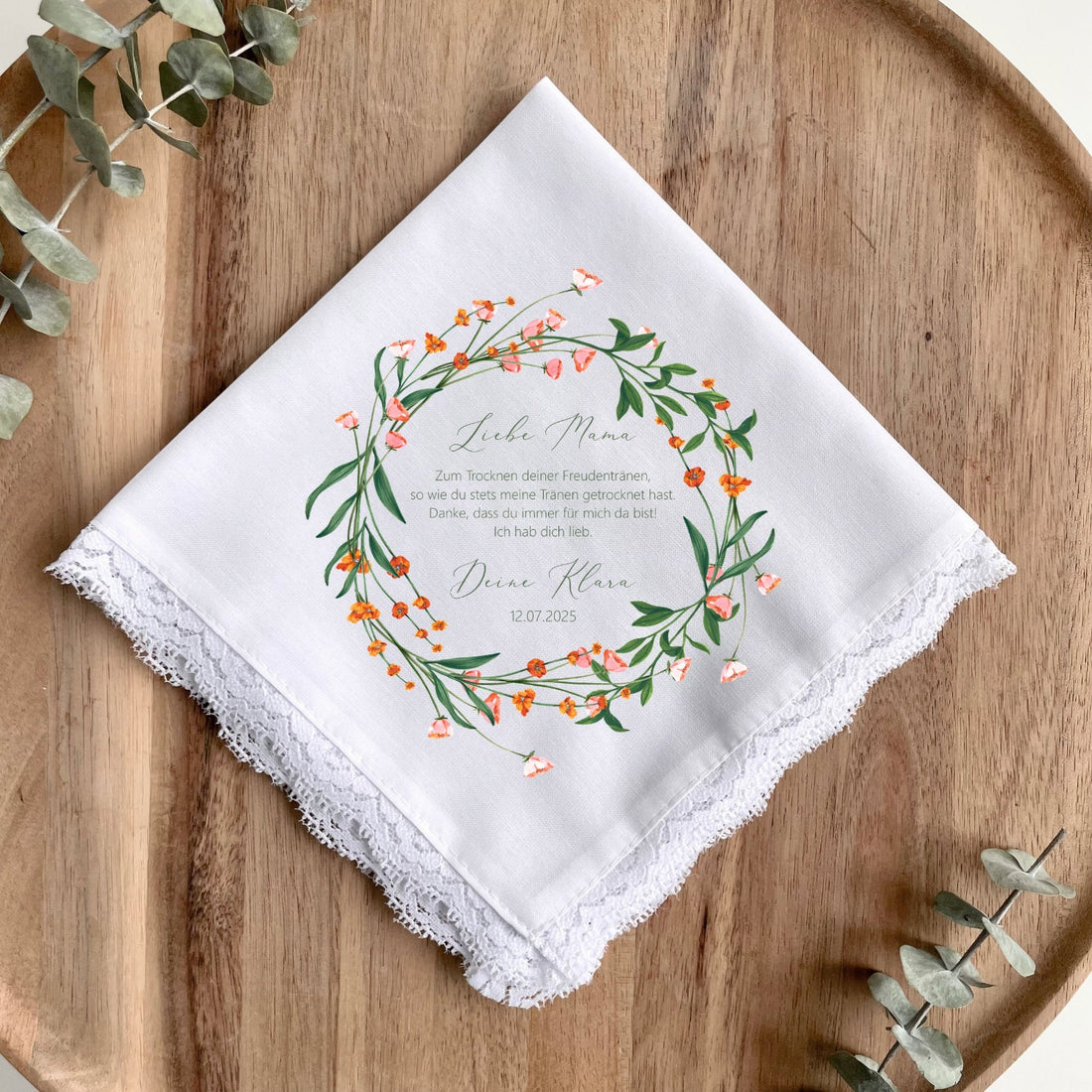 Cloth handkerchief tears of joy - wildflower wreath 3