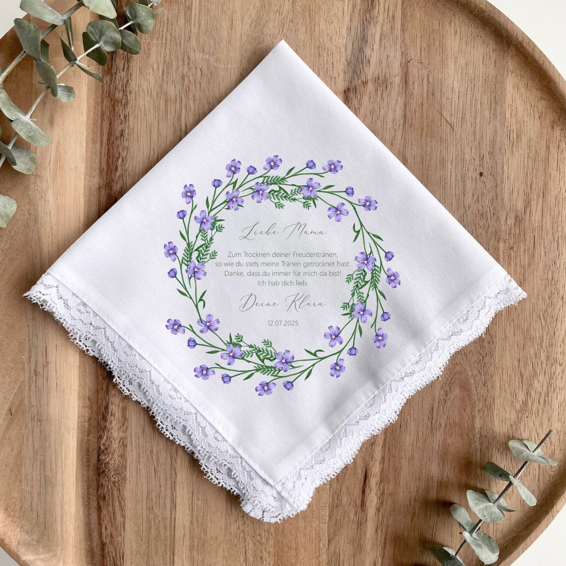 Cloth handkerchief tears of joy - wildflower wreath 4