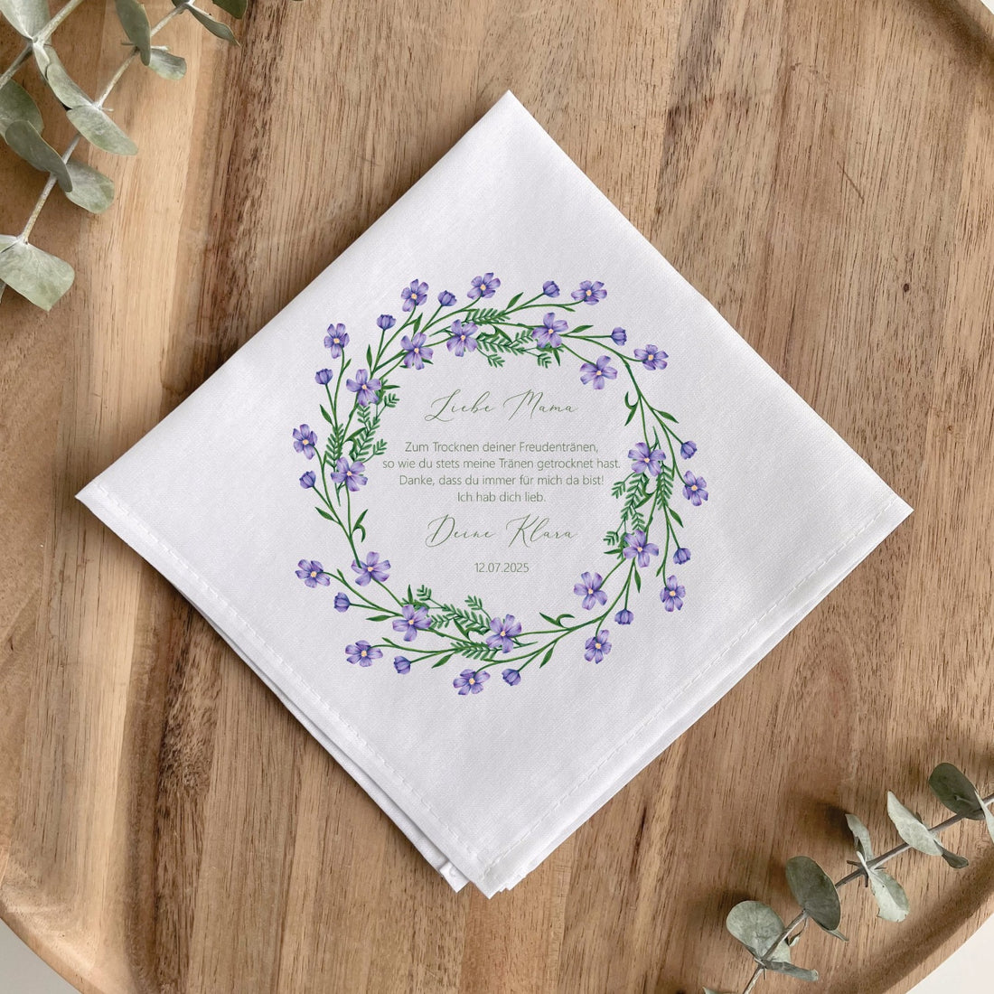 Cloth handkerchief tears of joy - wildflower wreath 4