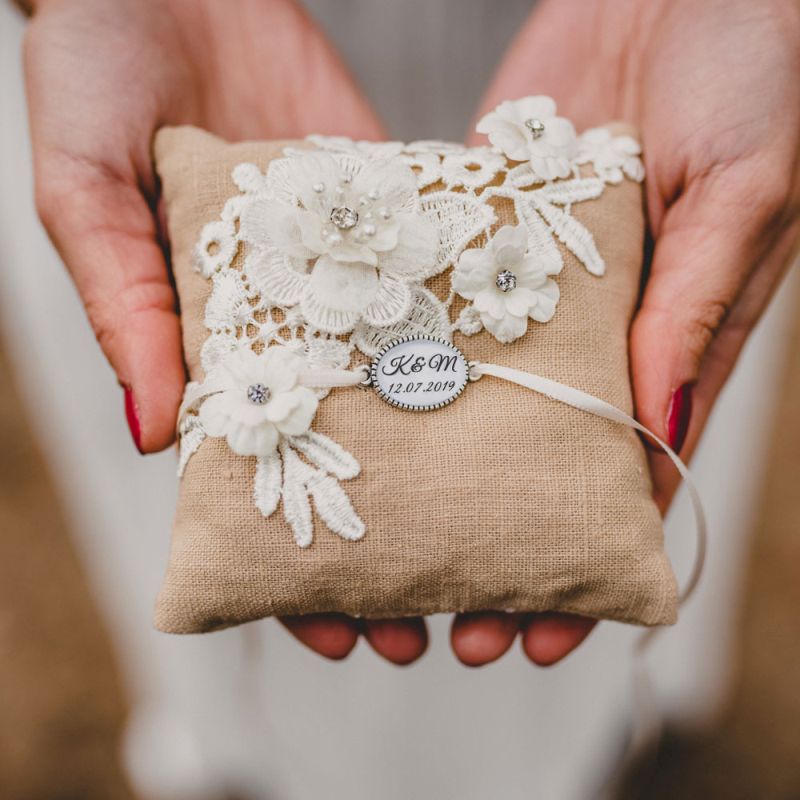 Garter &amp; Ring Pillow Set - Marlene