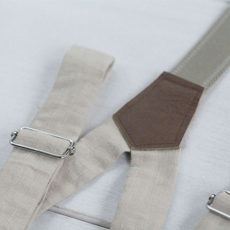 Leder Hosenträger in Beige