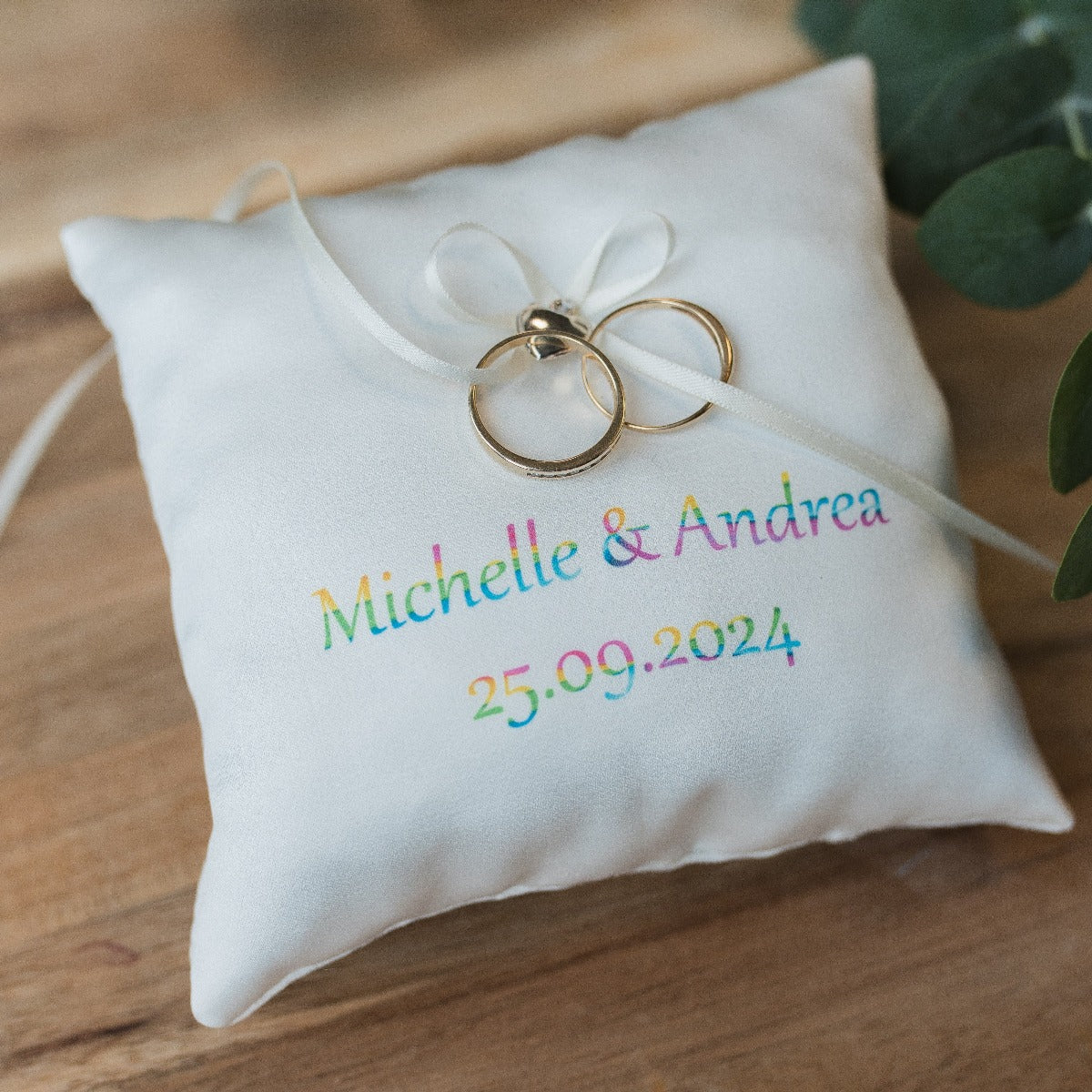 hochzeit ringe aufbewahren Ringkissen Regenbogenfarben – Nadelspitze