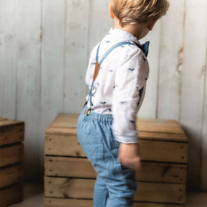 Kinder Hosenträger jeansblau detail