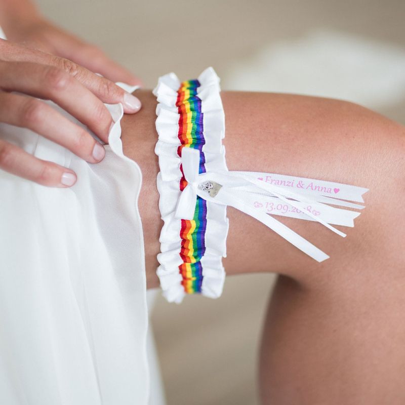 Regenbogen Hochzeit Strumpfband